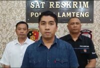 Kasat Reskrim Polres Lampung Tengah AKP Mangara Panjaitan saat memberikan keterangan pers, Rabu 5 Maret 2025.