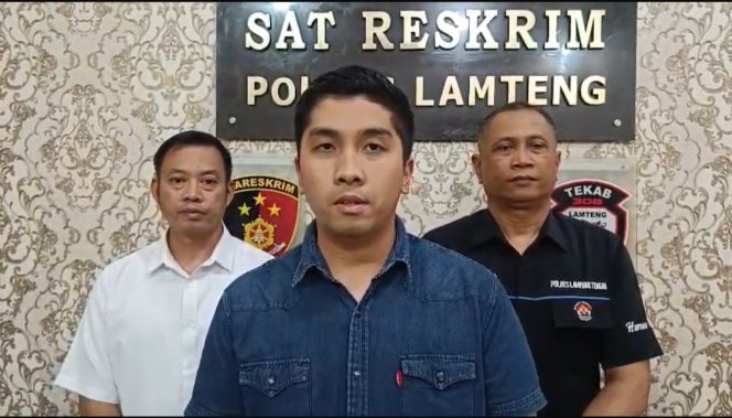 
 Kasat Reskrim Polres Lampung Tengah AKP Mangara Panjaitan saat memberikan keterangan pers, Rabu 5 Maret 2025.