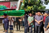 Kolase foto saat jenazah Fajariyanto diberangkatkan ke pemakaman dan kehadiran Bupati Tanghamus Moh. Saleh Asnawi mengantarkan ke pemakaman, Minggu 9 Maret 2025 | Dok. Facebook Deca-Deca.