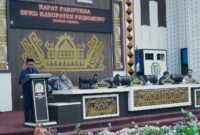 Bupati Pringsewu, Riyanto Pamungkas saat menyampaikan LKPJ 2024 di DPRD Pringsewu, Senin 10 Maret 2025 | Dok. Kominfo Pringsewu.