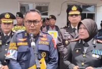Kepala Sub Bidang Kedokteran Polri (Kasubbid Dokpol) Polda Lampung, AKBP drg. Legowo saat menyampaikan hasil autopsi, Selasa 18 Maret 2025 | Putra/Media Prioritastv.com.
