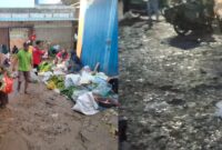 Kolase foto kondisi Pasar Sarinongko Pringsewu yang dikeluhkan pedagang maupun pengunjung, Selasa 18 Maret 2025 | Samuel/Media Prioritastv.com.