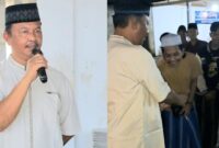 Kolase foto Ketua Granat Tanggamus, Agus Ciek saat memberikan sambutan dan saat memberikan tali asih kepada para santri Ponpes Al Qodir, Batu Tegi, Sabtu 22 Maret 2025 | Asrul Ariski/Media Prioritastv.com.