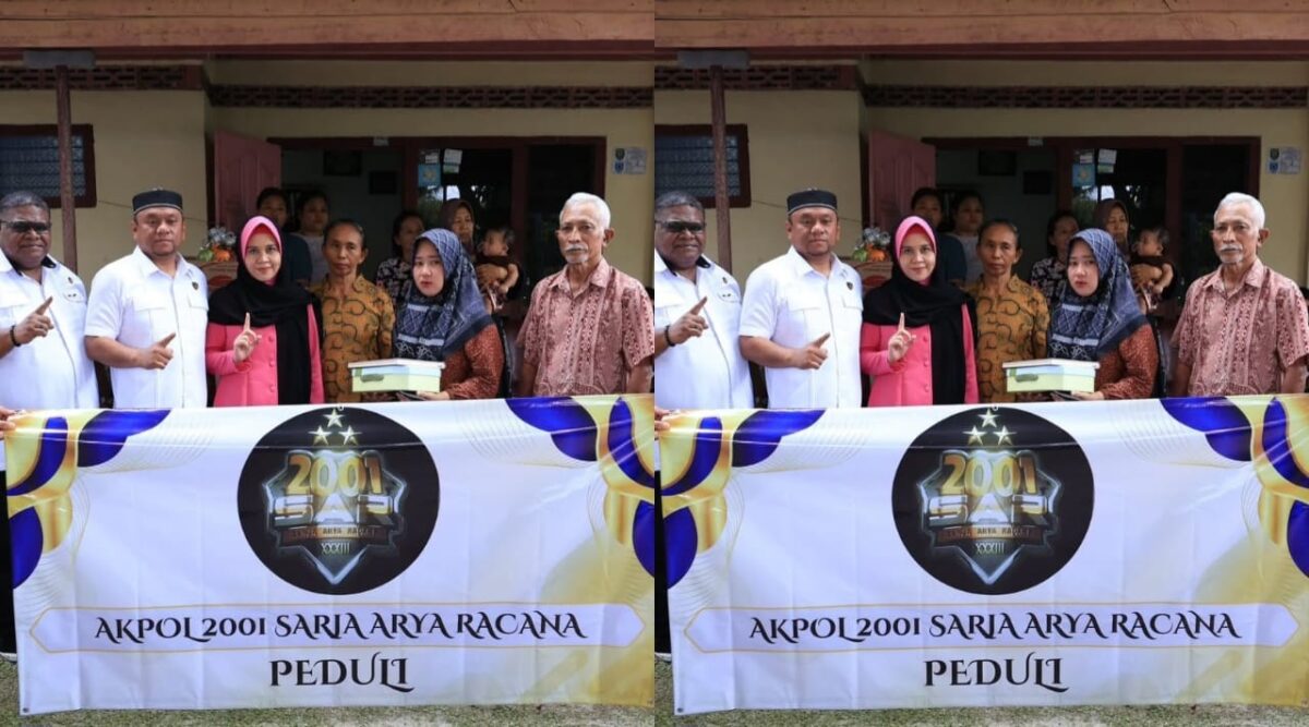Kolase foto saat Alumni Akpol 2001 mengunjungi salah satu keluarga korban penembakan Way Kanan, Minggu 23 Maret 2025 | Dok. Istimewa.