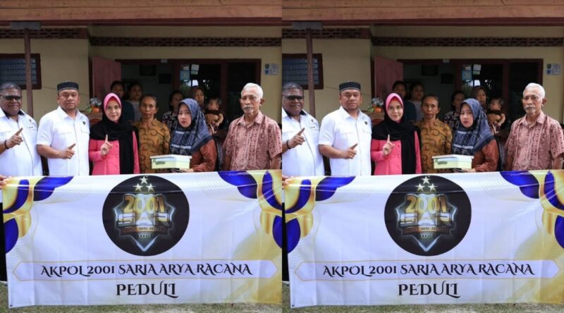 Kolase foto saat Alumni Akpol 2001 mengunjungi salah satu keluarga korban penembakan Way Kanan, Minggu 23 Maret 2025 | Dok. Istimewa.