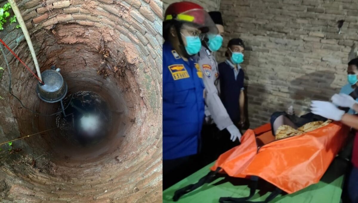 Kolase foto saat korban masih berada di dalam sumur dan setelah dievakuasi ke rumah duka, Senin 24 Maret 2025 | Dok. Istimewa.