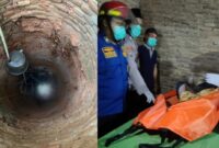 Kolase foto saat korban masih berada di dalam sumur dan setelah dievakuasi ke rumah duka, Senin 24 Maret 2025 | Dok. Istimewa.