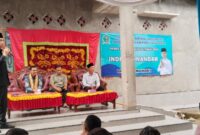 Anggota DPRD Kabupaten Tanggamus, Indra Sunandar saat sambutan dalam Reses II Masa Sidang II Tahun 2025 di Pekon Pulau Benawang, Kecamatan Kota Agung Barat, Minggu 23 Maret 2025.