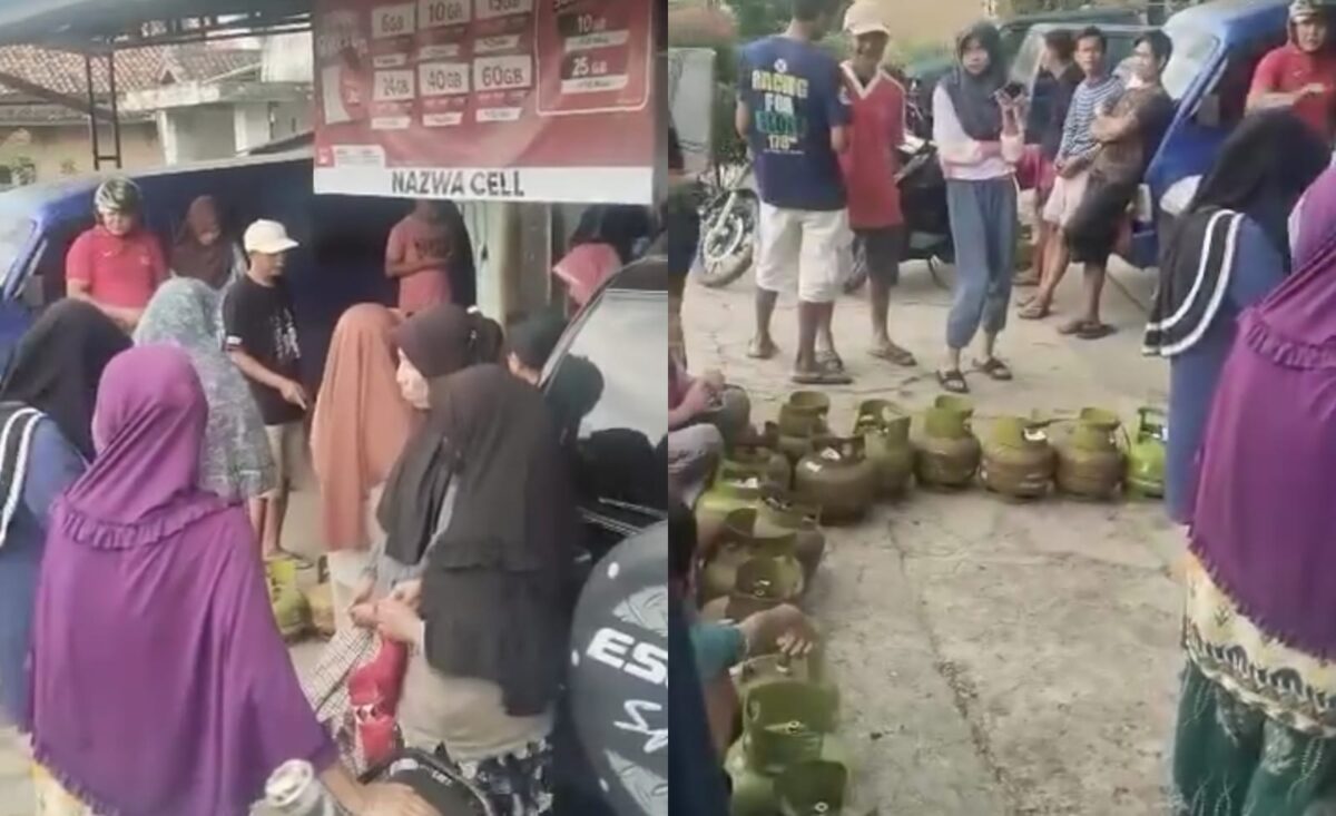 Masyarakat saat mengantri gas melon di Pekon Banjar Negeri, Kecamatan Gunung Alip, Tanggamus, Rabu 26 Maret 2025 | Dok. Facebook Qesya Aprianti.