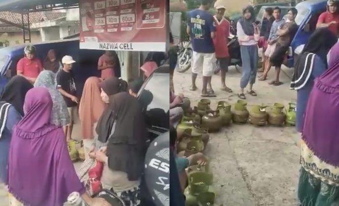 
 Masyarakat saat mengantri gas melon di Pekon Banjar Negeri, Kecamatan Gunung Alip, Tanggamus, Rabu 26 Maret 2025 | Dok. Facebook Qesya Aprianti.