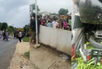 Kolase foto korban terkapar dan masyarakat ramai berada di TKP serta kendaraan korban berada di bawah truk, Kamis 27 Maret 2025 | Tangkapan Layar Video.0