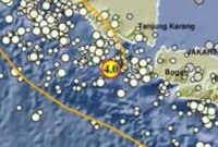 Titik Gempa di Wilayah Tanggamus, Sabtu 29 Maret 2025 pukul 03.30.26 WIB | Dok. BMKG.