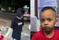 Kolase Foto saat anak tersebut dijemput orang tuanya dan saat video beredar di media sosial | Dok. Istimewa.