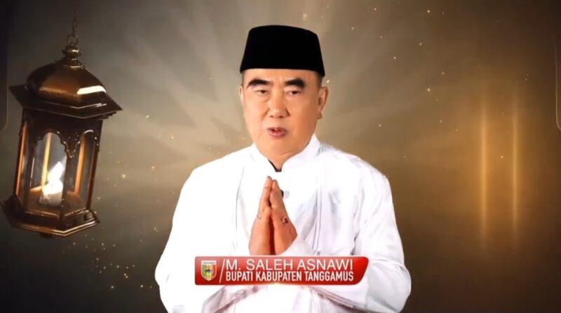 Bupati Tanggamus, Hi. Moh. Saleh Asnawi saat menyampaikan Selamat Idul Fitri 1446 Hijriah, Minggu 30 Maret 2025 | Dok. Istimewa.