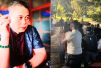 Kolase foto Pengacara Yayasan ALTEK Universitas Malahayati, Osep Doddy (kiri) dan kanan saat ratusan preman tiba di Malahayati Bandar Lampung, Minggu 2 Maret 2025 | Erwin/Media Prioritastv.com.