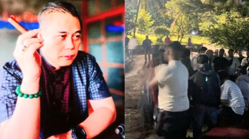 Kolase foto Pengacara Yayasan ALTEK Universitas Malahayati, Osep Doddy (kiri) dan kanan saat ratusan preman tiba di Malahayati Bandar Lampung, Minggu 2 Maret 2025 | Erwin/Media Prioritastv.com.