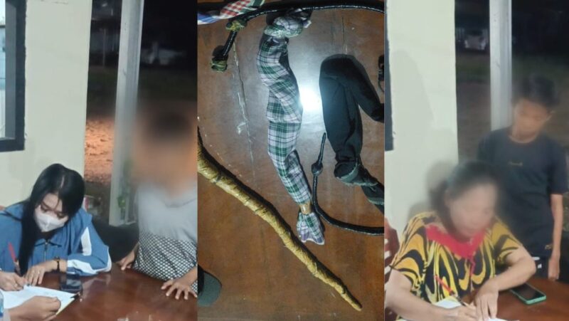 Kolase foto saat orang tua kedua anak menandatangani pernyataan dan barang bukti yang diamankan polisi, Sabtu 8 Maret 2025 | Dok. Humas Polres Tanggamus.