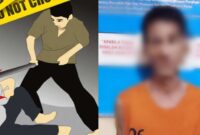 Kolase foto ilustrasi pembacokan dan tersangka yang menyerahkan diri ke polisi | Dok. Inet/Polres Lampung Tengah.