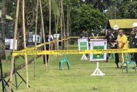 Tersangka Kopda Basarsyah saat dihadirkan dalam rekonstruksi kasus penembakan 3 Polisi di Way Kanan, yang digelar di Lapangan Satlog Korem 043 Garuda Hitam, Way Halim, Bandar Lampung, Kamis 17 April 2025.