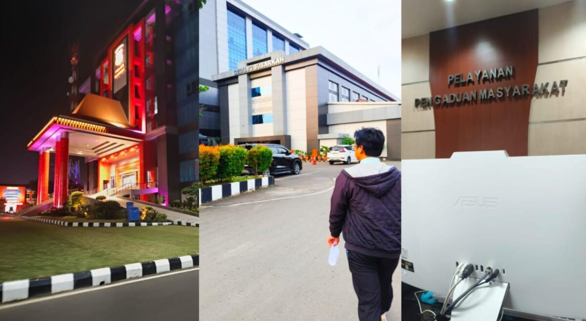 Kolase foto lokasi Hotel tempat diduga korban mengalami kekerasan seksual dan saat korban berada di Polda Sumatera Selatan, Rabu 25 Oktober 2025 | Dok. Istimewa.