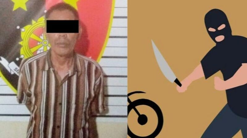 Kolase foto saat tersangka ditangkap Polsek Tanjung Karang Timur dan Ilustrasi Pembegalan Palsu | Dok. Istimewa.