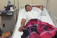 Kondisi Supri Maholik (40), warga RT 06/02 Lingkungan Sabah Luppak, Kelurahan Kuripan, Kecamatan Kota Agung, Tanggamus saat berada di RS Panti Scanti Gisting, Minggu 6 April 2025 | Herdi/Media Prioritastv.com.