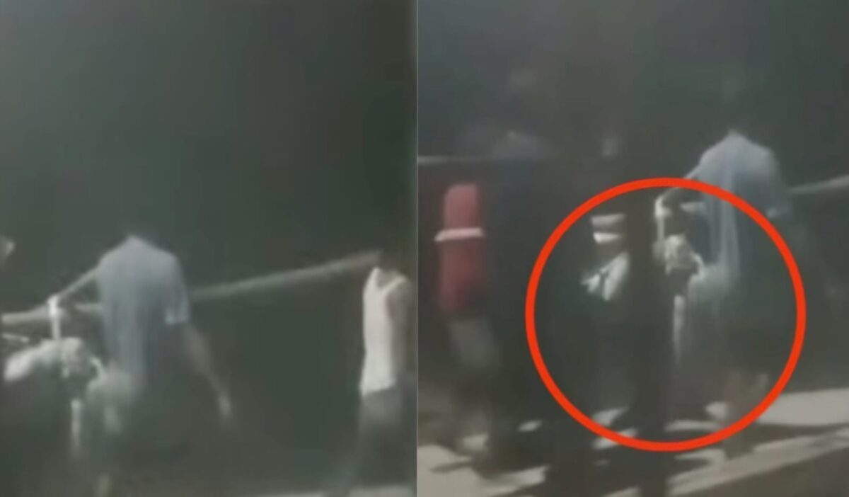 Kolase foto saat korban Aliyan digotong dalam karung putih hendak dibuang ke laut pada Sabtu 15 Maret 2025, malam | Dok. Istimewa.