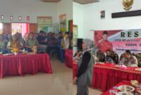 Kolase foto saat masyarakat menghadiri Reses Komisi III DPRI Sudin dan saat pemaparan BNNK yang dhadiri staf ahli DPR-RI Fraksi PDI-P di Balai Karang Rejo, Semaka, Tanggamus, Senin 7 April 2025, sore | Herdi/Media Prioritastv.com.