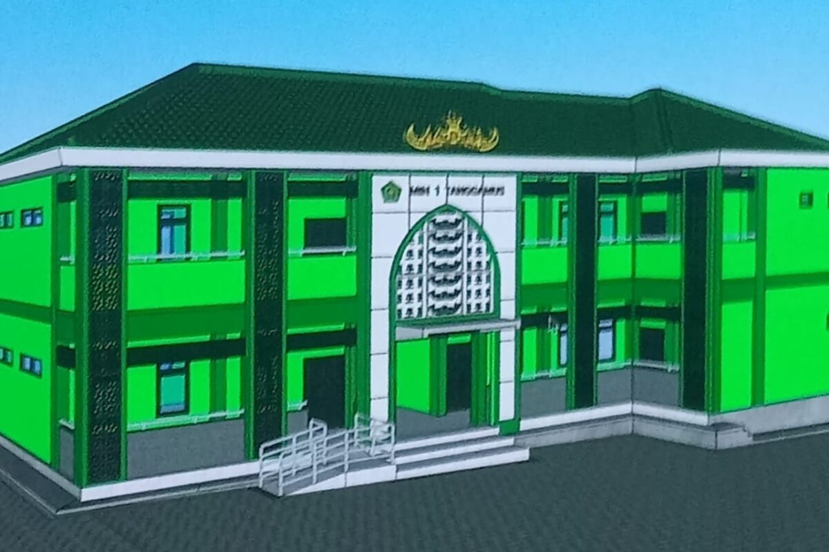 Rancang bangun gedung MIN 1 Tanggamus dengan sejumlah fasilitas yang segera berdiri di Banjar Negeri, Pekon Kusa, Kota Agung, Tanggamus | Dok. Istimewa.