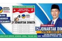 Flyer Alat Peraga Kampanye Jonartak Dinata dalam Pileg 2024 lalu | Dok. Istimewa.