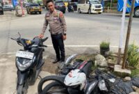 Dua kendaraan yang terlibat kecelakaan yang termasuk dalam 7 kasus Laka Lantas di Pringsewu selama Operasi Ketupat Krakatau 2025 | Dok. Humas Polres Pringsewu.