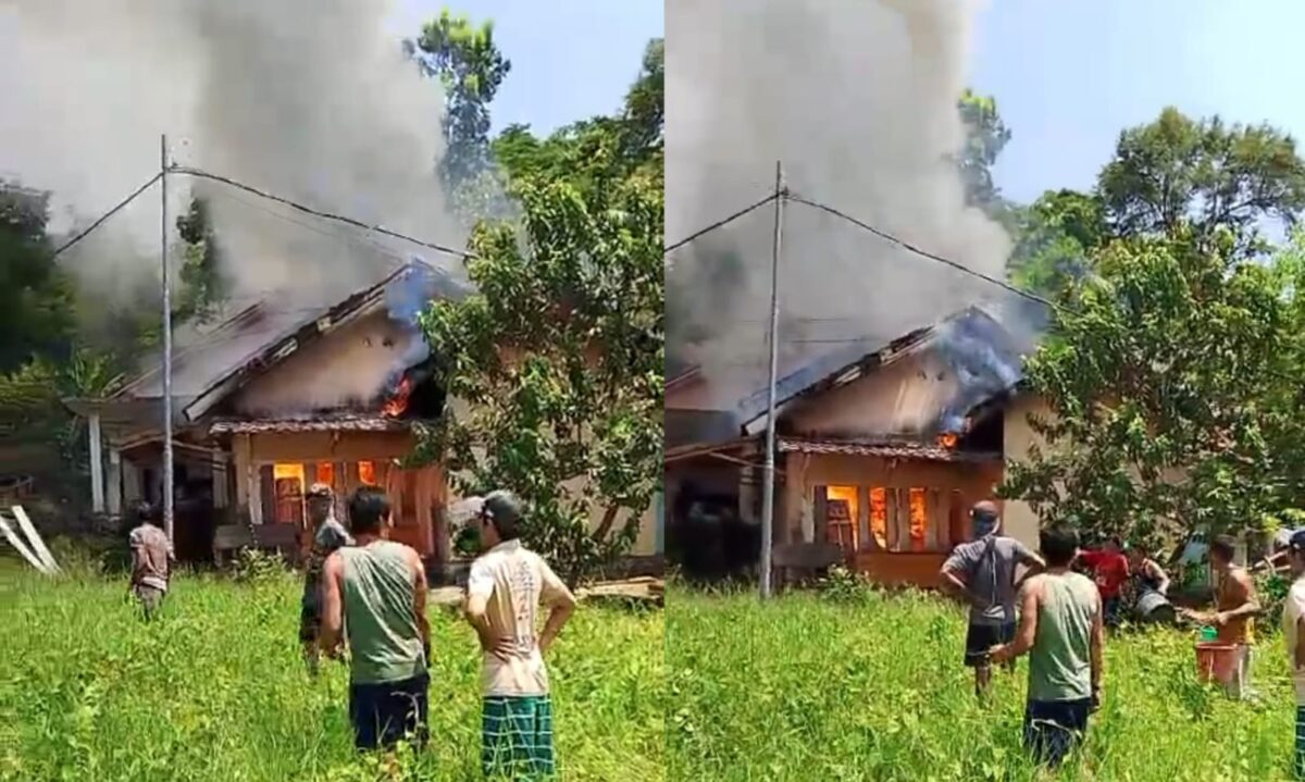 Kolase foto saat kebakaran yang terjadi di Dusun 1 Pekon Karangbrak Kecamatan Pematang Sawa, Tanggamus, Rabu 9 April 2025 | Sungatno/Media Prioritastv.com.