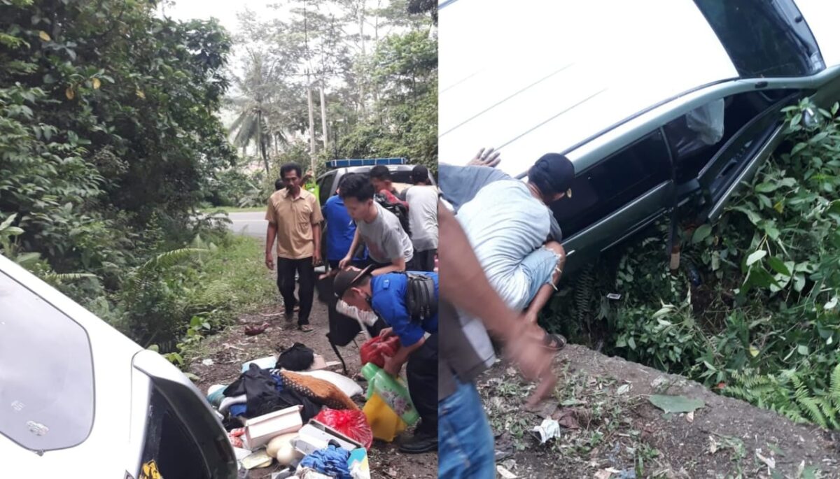 Kolase foto saat pihak kepolisian, Damkar dan warga membantu mengevakuasi korban serta barang bawaan, Kamis 10 April 2025 | Dok. Istimewa.