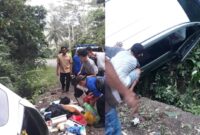 Kolase foto saat pihak kepolisian, Damkar dan warga membantu mengevakuasi korban serta barang bawaan, Kamis 10 April 2025 | Dok. Istimewa.