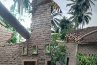 Kolase foto rumah yang tertimpa pohon di Dusun 1 Pekon Kalimiring, Kota Agung Barat, Tanggamus, Minggu 13 April 2025 | Dok. Istimewa.