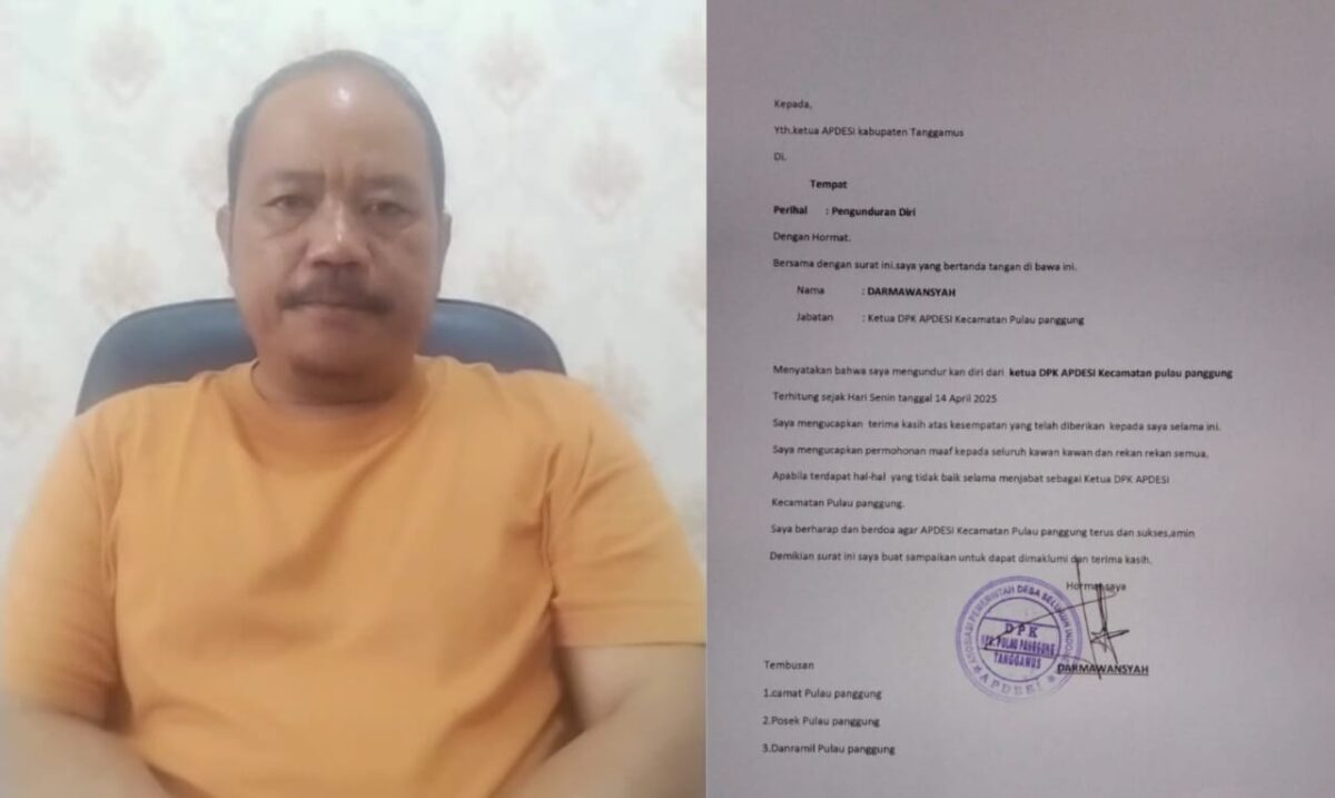 Kolase foto Darmawansyah dalam tangkapan video dan surat pengunduran dirinya yang juga diterima Media Prioritastv.com, Selasa 15 April 2025 |