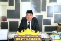Bupati Tanggamus, Moh. Saleh Asnawi saat menyampaikan ucapan, Senin 21 April 2025 | Dok. Kominfo Tanggamus.