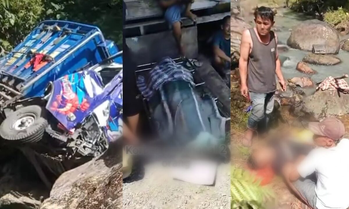 Kolase foto truk yang berada di sungai berbatu Way Sindi dan korban yang sedang dievakuasi oleh warga, Selasa 22 April 2025 | Dok. Tangkapan Layar Video.