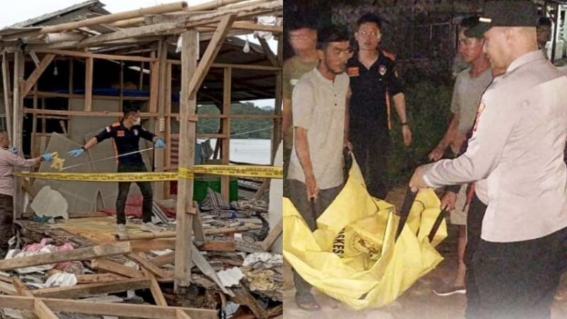 Kolase foto saat polisi melakukan identifikasi TKP dan saat mengevakuasi korban ke rumah sakit, Senin 21 April 2025 | Dok. Istimewa.