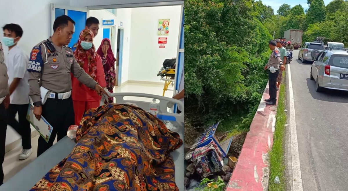 Kolase foto saat anggota Saat Lantas Polres Pesisir Barat berada di Puskesmas dan saat melakukan pemeriksaan TKP Kecelakaan, Selasa 22 April 2025 | Dok. Humas Polres Pesibar.