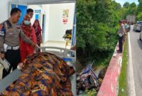 Kolase foto saat anggota Saat Lantas Polres Pesisir Barat berada di Puskesmas dan saat melakukan pemeriksaan TKP Kecelakaan, Selasa 22 April 2025 | Dok. Humas Polres Pesibar.