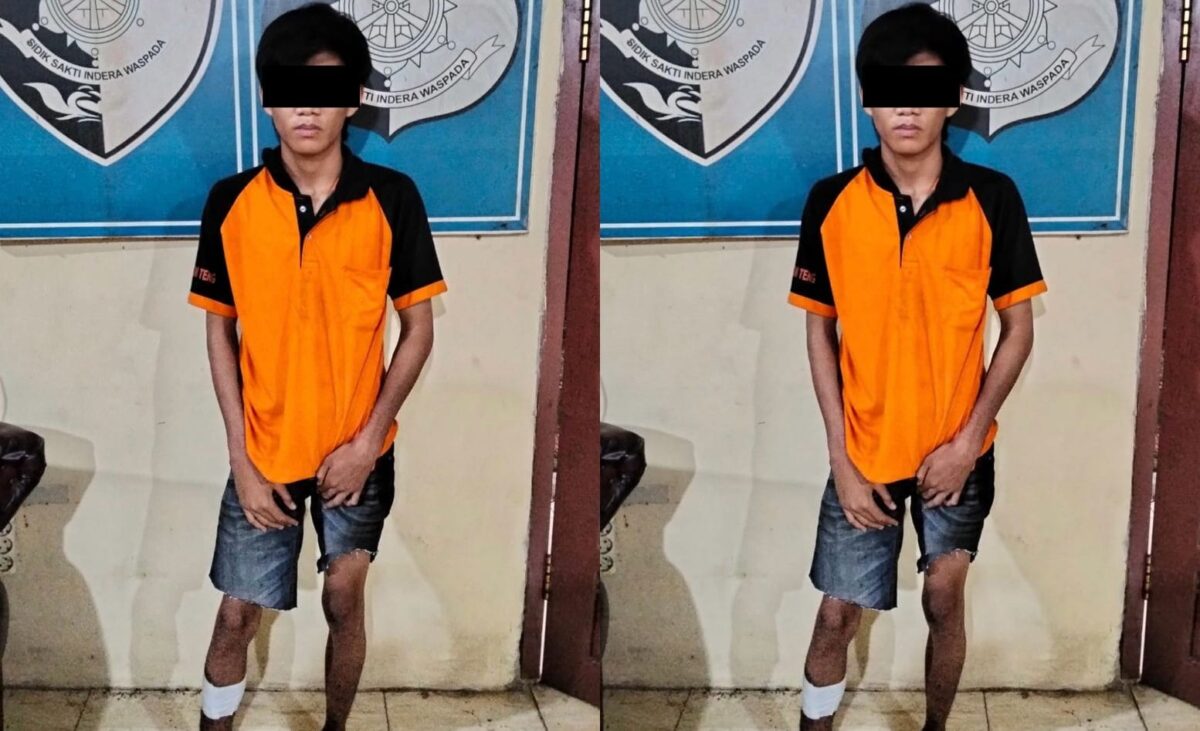 Tersangka setelah ditangkap dan ditembak Polsek Padang Ratu, Lampung Tengah |