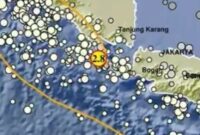 Titik gempa yang mengguncang Tanggamus, Senin 28 April 2025, dinihari tadi | Dok. BMKG.