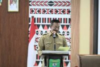 Bupati Mandailing Natal  H. Saipullah saat Membuka Musyawarah Perencanaan Pembangunan Rencana Kerja Pemerintah Daerah (Musrenbang) di Aula Kantor Bupati, komplek Perkantoran Payaloting, Selasa (29/4/2025).