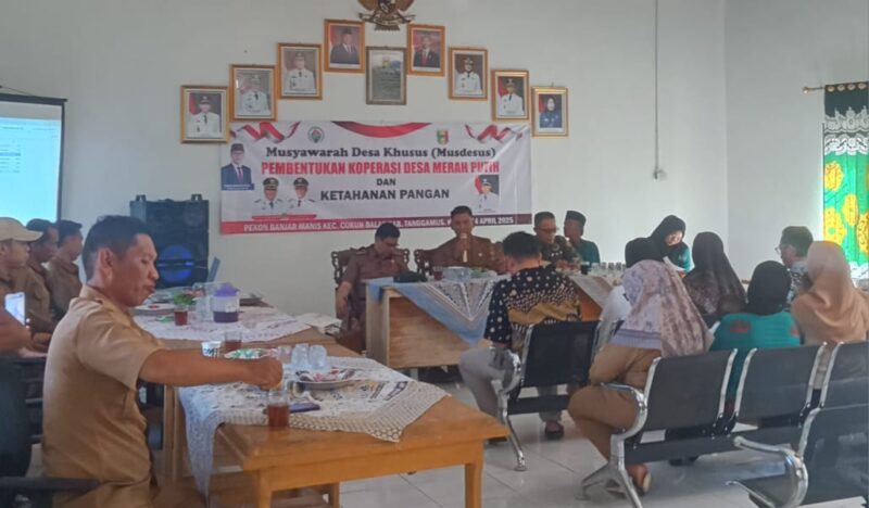 Musdesus Pembentukan Koperasi Merah Putih di Pekon Banjar Manis, Cukuh Balak, Tanggamus, Senin 28 April 2025 | A. Hayat Purba/Media Prioritastv.com.