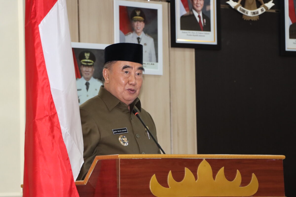 Bupati Tanggamus Moh Saleh Asnawi saat menyampaikan pengaktifan BPJS di Rapat Paripurna LKPJ Tahun 2024 di DPRD Tanggamus, Jumat 25 April 2025 | Herdi/Prioritastv.com.