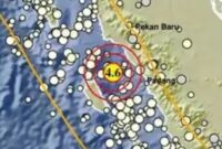 Gempa yang mengguncang Kabupaten Agam, Sumatera Barat, pada Jumat (4/4) pukul 18.07 WIB | Dok. BMKG.