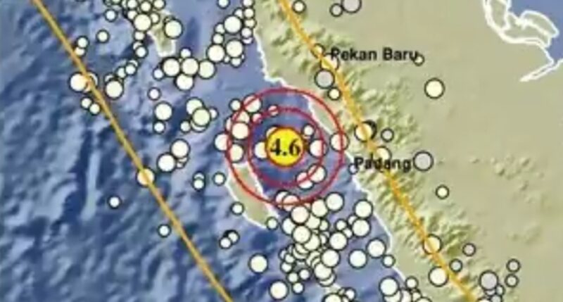 Gempa yang mengguncang Kabupaten Agam, Sumatera Barat, pada Jumat (4/4) pukul 18.07 WIB | Dok. BMKG.