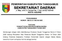 Surat Pengumuman Verifikasi Media Kabupaten Tanggamus 2025 | Dok. Pemkab Tanggamus.