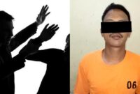 Kolase foto ilustrasi penganiayaan dan saat tersangka Roy ditahan Polsek Seputih Banyak, Lampung Tengah, Senin 31 Maret 2025 | 